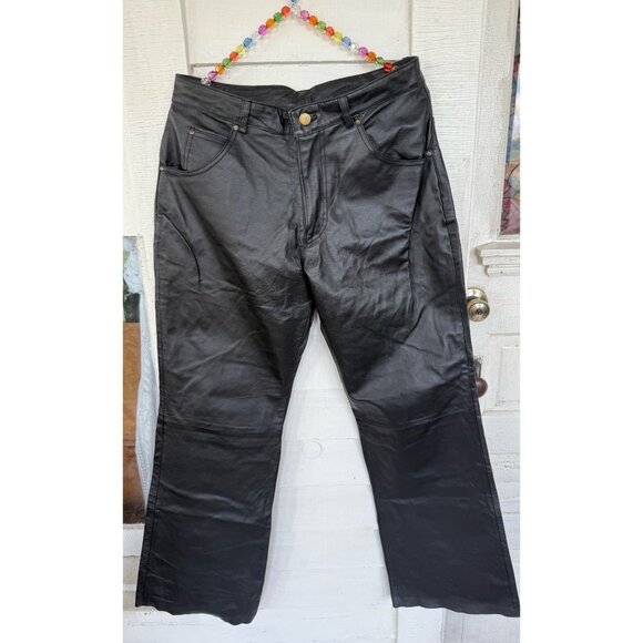 Vintage 90's Bagazio Mens Soft Leather Biker Pants Size 32 - Picture 12 of 16